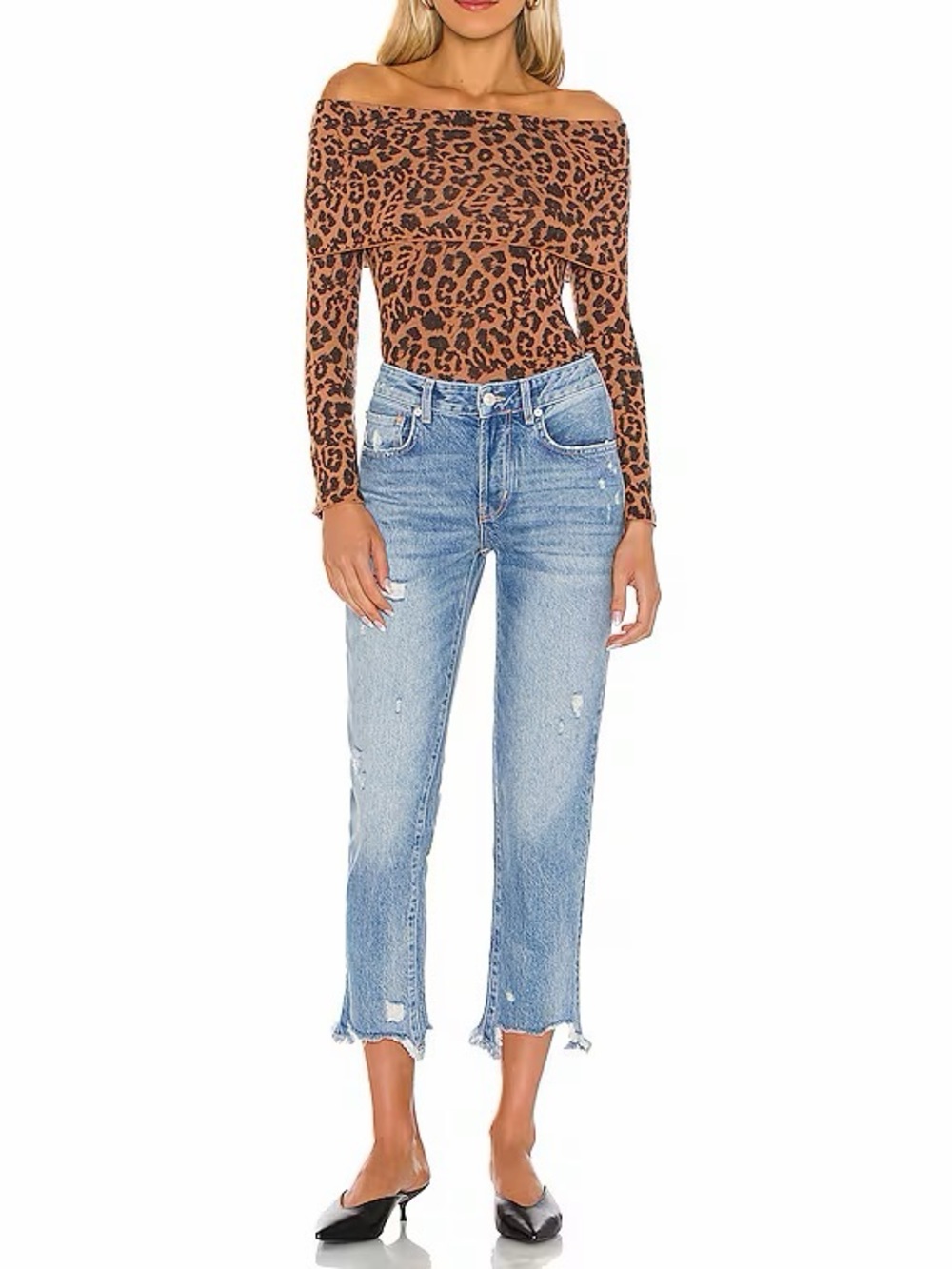 Free People X We The Free Good Times Relaxed Raw Hem Jeans in November Rain Blue